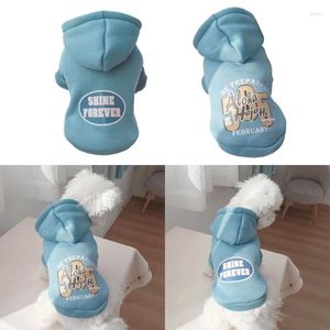 Vêtements pour chiens Vêtements pour chiens de compagnie Sweat à capuche doux Vestes bleu lac Lettre Imprimer Pull Fermeture