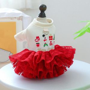 Vêtements pour chiens Robe pour animaux de compagnie Broderie exquise Gâteau rouge de Noël Facile à nettoyer Fournitures de princesse pour chat durables