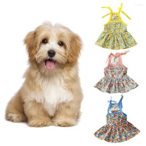 Vêtements pour chiens robe de compagnie motif de fleurs respirant convivial à la peau de peinture sans peluche sans coton lavable à la suspension à imprimé confortable