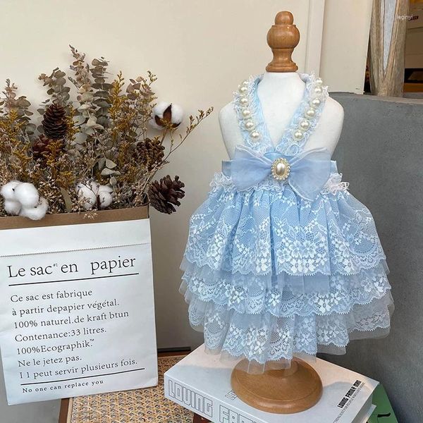 Vêtements pour chiens Robe pour animaux de compagnie Vert Fée Fleur Chat Jarretelles Dentelle Gâteau À La Main Teddy Bichon Poméranie Jupe De Mariage Vêtements