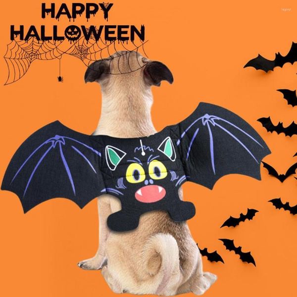 Chien vêtements robe pour animaux de compagnie Halloween chauve-souris ailes Costume coloré imprimé attache bande facile à porter réglable pour chiens chats