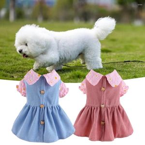 Robe de compagnie de vêtements pour chiens princesse avec ours bouton de tenue respirante confortable douce pour chiens chiens au printemps été