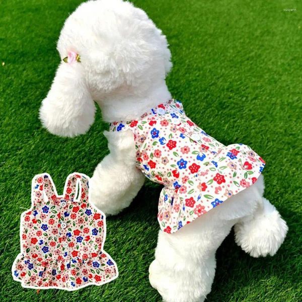 Vêtements pour chiens Robe pour animaux de compagnie Sling Impression florale Bouton à simple boutonnage pour l'été Petite princesse Cosplay Costume