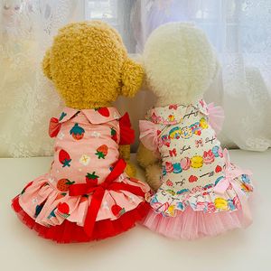 Hondenkleding huisdierjurk teddy prinses jurken huisdieren aardbeien rok zomer
