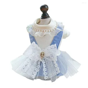 Vêtements pour chiens Robe pour animaux de compagnie sans sens de retenue Charmante princesse Décor de perles simulées Chat facile à porter pour chiens