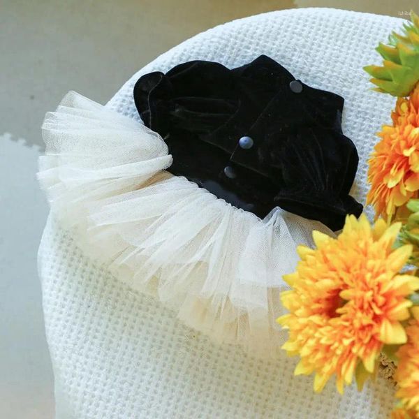Ropa para perros Ropa de moda para mascotas Elegante 3D Flor Arco Decoración Vestido de novia Elegante Malla Empalme Princesa Fancy para