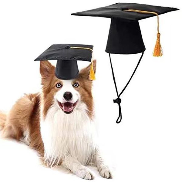 Vêtements pour chiens Casquettes de graduation pour animaux de compagnie Chapeau de graduation noir avec pompon jaune pour chiens Costume Chiot Chat Accessoires de vacances