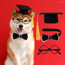 Hondenkleding Pet afstuderen Pak 1 Set Fashion met kwastje herbruikbare katten honden cosplay hoed kraagglazen benodigdheden