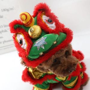 Hondenkleding Pet Halloween Kostuum Chinese stijl Lion Dance Dessen voor kleine honden Cat Cosplay Jaar