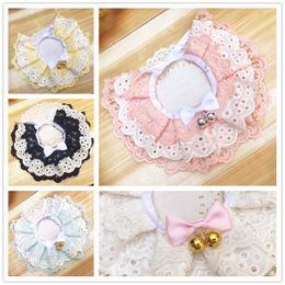 Vêtements pour chiens Pet fait à la main Bowknot dentelle faux collier petite cloche bavoirs belle Do G chat collier décor colliers pour