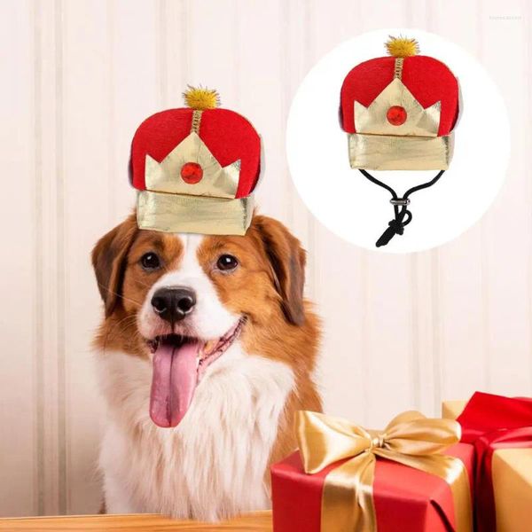 Vêtements pour chiens Chapeau pour animaux de compagnie Adorable Couronne de roi pour chiens Taille réglable Couvre-chef doux Cosplay Fournitures d'accessoires mignons