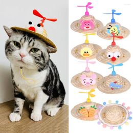 Hondenkleding Pet Hoed Bamboo Dragonfly Decoratieve pography Props Leuke fan Puppy Cat Straw Small and Medium Schnauzer Supplies