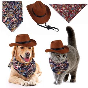 Ropa para perros Sombrero para mascotas Gato Western Cowboy Halloween Navidad Triángulo Bufanda Divertida Po Prop Universal Cap Accesorios de fiesta