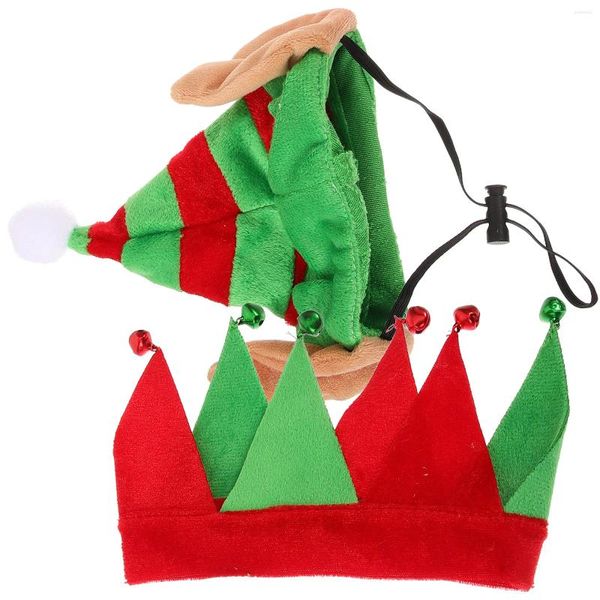 Vêtements pour chiens Collier de chapeau pour animaux de compagnie et couvre-chef Colliers de chaton Cosplay Chapeaux de Noël Ornements Flanelle pour chiens Elf Costume Caps