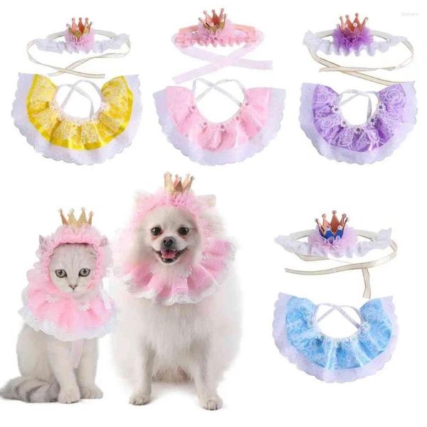 Appareils pour chien chapeau de compagnie décoratif élégant mignon en dentelle de couronne bande de mode chat de mode pour chaton pour chaton de chiot mariage