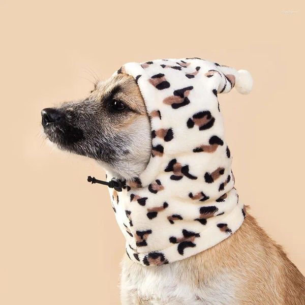 Ropa para perros Pet Hat Patrón de leopardo Correo de invierno y oreja Suministros suaves y cómodos Protector Suministros