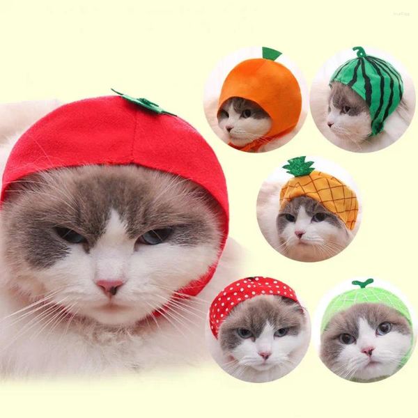 Vêtements pour chiens Chapeau pour animaux de compagnie Léger Forme créative Tissu non tissé Chapeau de protection solaire sur le thème des fruits Couvre-chef Bloc de lumière du soleil