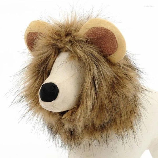 Vêtements pour chiens Chapeau pour animaux de compagnie Lion Petites oreilles Postiche Chiot Perruque se transforme en une tête parodie Pneu drôle exclusif