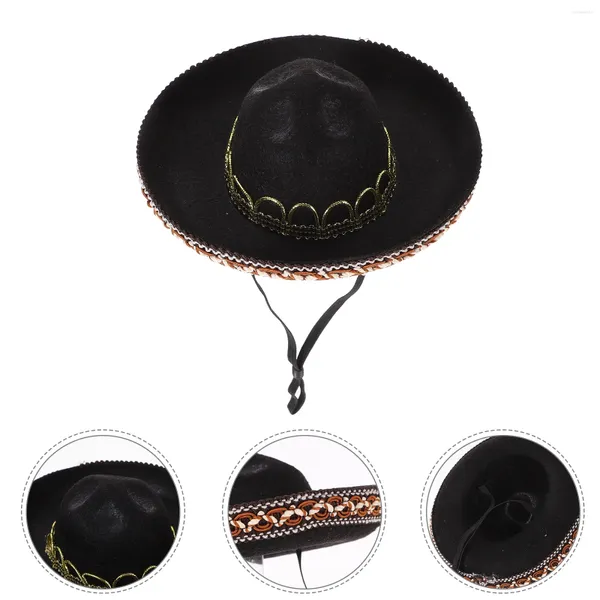 Vêtements pour chiens chapeau de compagnie de paille accessoire de chapeaux mexicains fournit mini casquette décorations en feutre