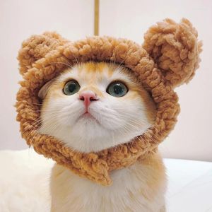 Hondenkleding huisdier hoed teddybeer pluche hoofdomslag korte schattige kat kleine po headweer kostuum accessoires hoeden