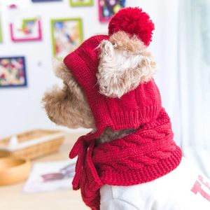 Ropa para perros Sombreros para mascotas Bufanda Accesorios de aseo de invierno Conjuntos Rojo Negro Gris Algodón Gatos Perros Suministros para Chihuahua Yorkshire