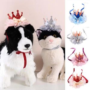 Appareils pour chiens couvre-chefs Adorable Cosplay Accessory Princess Lace Crown Hearthre pour anniversaire bandanas bib bib rose jupe