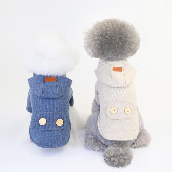 Vêtements pour chiens Sweat à capuche pour animaux de compagnie Cardigan tricoté Sweat-shirt décontracté Vêtements Teddy Manteau en laine d'automne et d'hiver