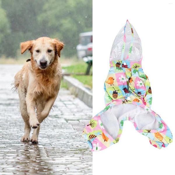 Ropa para perros Pet Caída Revestible Reflectante 4 patas completamente envueltas Cómodas y respirables Line de lluvia para suministros para suministros