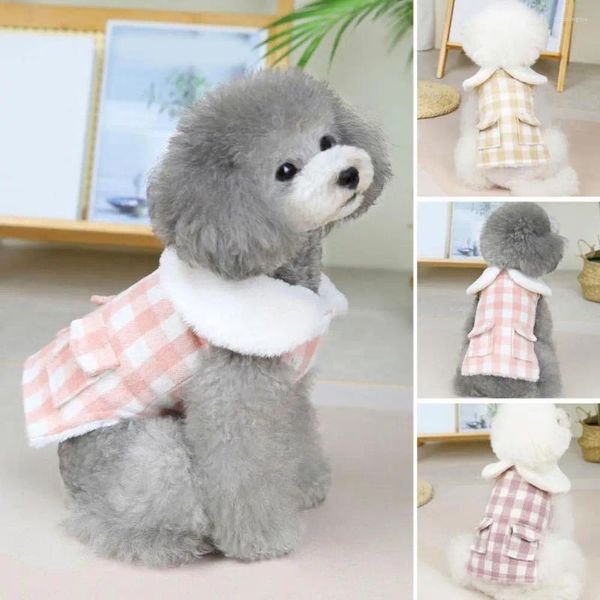 Jacket de mascotas de ropa para perros cuello de piel de piel princesa en celosía suave y cómoda mantenga tibia ropa linda para al aire libre