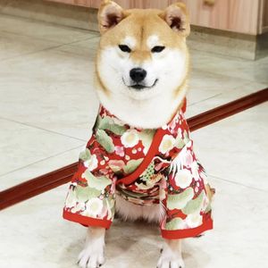 Vêtements pour chiens Pet Japonais Kimono Chat Chien Cosplay Manteau Grue Fleur De Cerisier Motif Veste Pour Animaux De Compagnie De Noël Robes De Pâques Chihuahua Vêtements Pour Animaux De Compagnie 231129