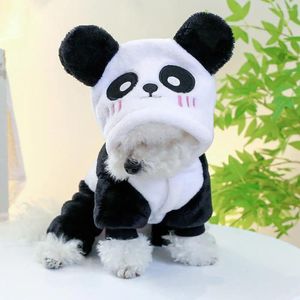 Hondenkleding huisdier jumpsuit knop ontwerp modieuze panda vorm capuchon jas warme winterkleding voor klein tot medium