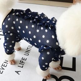 Hondenkleding huisdier jumpsuit lange mouw dunne puppy kleding zonbescherming kleding stip chiffon stof voor kleine honden pyjama poedel pug