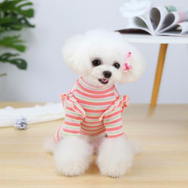 Vêtements pour chiens combinaison pour animaux de compagnie Design rayé à manches longues unisexe chiot à quatre pattes maison chiens Costume petit hiver pyjamas d'intérieur