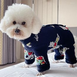 Hondenkleding Huisdier Jumpsuit Warme Wollen Winter Puppykleding Bescherm Buik Overalls Met Leiband Pyjama Voor Kleine Honden Chihuahua Poedel Jas
