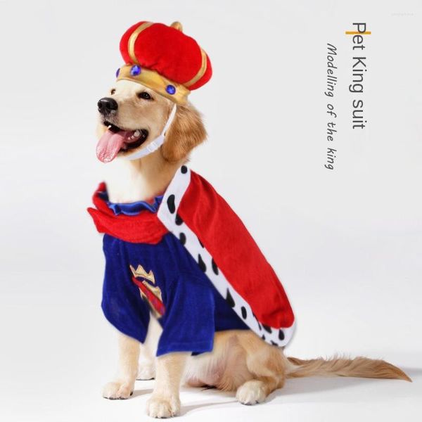 Ropa para perros Pet King Cape Accesorio Set Crown Hat Ropa de joyería de dos piezas Lujo