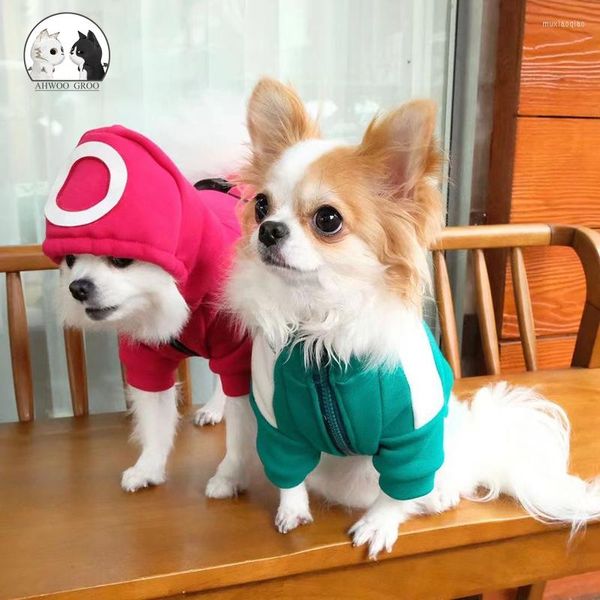 Ropa para perros mascota Corea juego sudadera con capucha traje cálido moda gato suéter ropa abrigo chaqueta pequeña mediana grande ropa de calamar