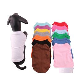 Hond Kleding Huisdier Mti Kleuren 4 Size Zomer Effen T-shirts Kleding Klassieke Puppy Kleine Katoen Dh0284 T03 Drop levering Thuis Dh4Zd