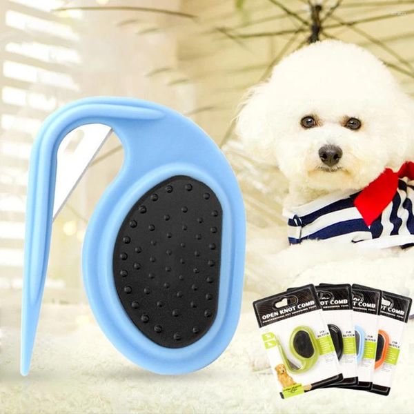 Vêtements pour chiens Peigne à nœud ouvert pour animaux de compagnie avec poignée antidérapante Nettoyage en profondeur améliore la circulation et la perte de toilettage pour chiens chats