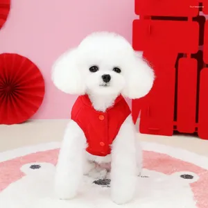Vêtements de chien vêtements d'extérieur pour animaux de compagnie manteau de fête avec bouton design anneau de traction tenue de costume de l'année chinoise pour l'hiver accrocheur