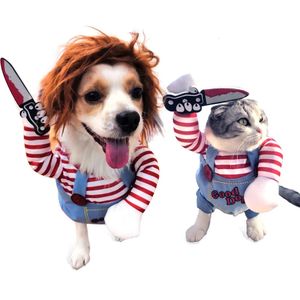 Hondenkleding Huisdierenoveralls voor honden Kleding Halloween Een mes vasthouden Kerstkostuum Grappig huisdier Kat Feest Cosplaykleding Kleding voor honden 231129