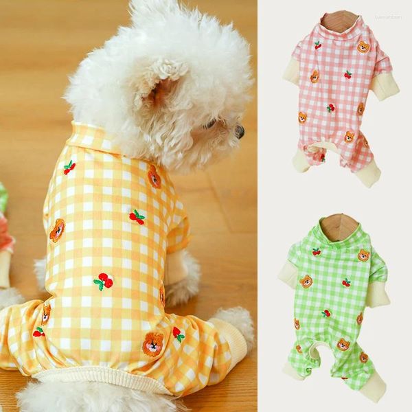 Progada de perros pijamas monstruos kawaii ropa para perros pequeños shih tzu chihuahua gato overso a cuadros ropa de cachorro Ropa para mascotas