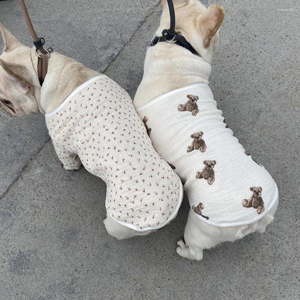 Chien Vêtements Pet Pyjamas Chemise Vêtements Doux Confortable Printemps Été Ours Imprimer Chiens À Manches Courtes Pour La Maison