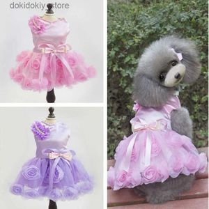 Vestimenta de ropa para perros sprin y gato de otoño do tela de color púrpura rosa rosa auze princesa vestido pequeño dios de medio dos l49