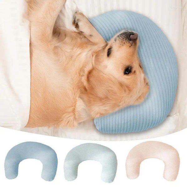 Vêtements pour chiens Oreiller pour animaux de compagnie pour le cou en forme de U en peluche doux chat mignon calme sommeil repos fournitures de détente