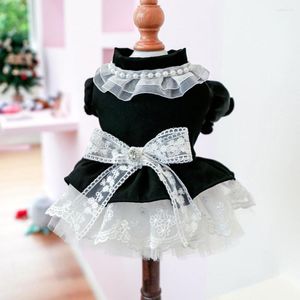 Vêtements pour chiens Pet Princess Dress Fake Pearl Decor Bowknot Cat Tulle