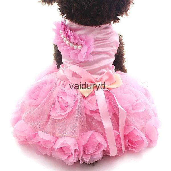 Vêtements pour chiens Pet Princess Robe de mariée Tutu Rosette Bow Robes Chat Chiot Jupe Printemps / Été Vêtements 2 Couleursvaiduryd