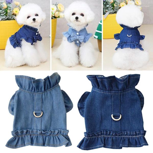 Vêtements pour chiens Vêtements pour chiots pour animaux de compagnie Chat Jeans Veste Bleu Denim Gilet Harnais Chihuahua Poméranie Schnauzer