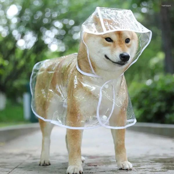 Vêtements pour chiens Chiot pour animaux de compagnie Transparent Raincoat imperméable à capuche Veste imperméable PVC souple adapté aux petits chiens de grande taille