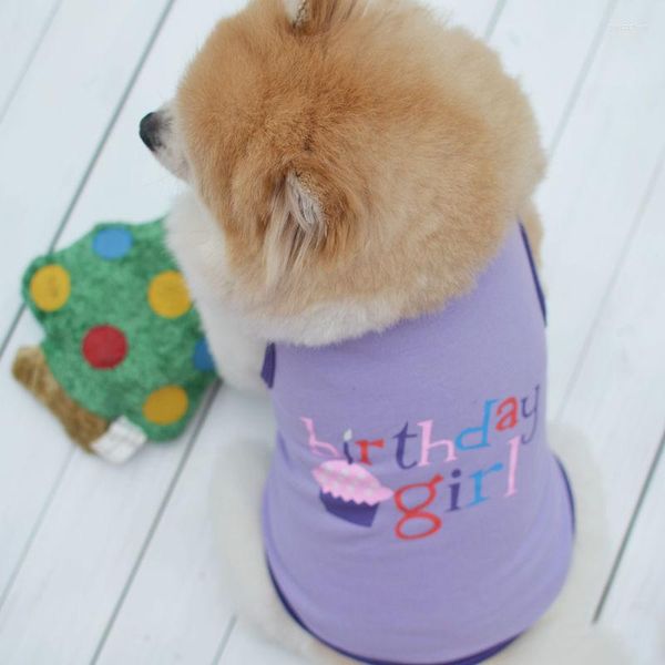 Ropa para perros machacada chaleco de cachorra camiseta gatita de verano para fiesta de cumpleaños niña ropa ropa pequeña hija hija camisa de perros transpirables