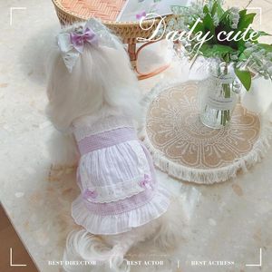 Hondenkleding Huisdier Paars Kleine Dienaar Rok Schattig Puur Katoen Melk Prinses Stijl Lente Zomer Jurk Teddy Puppy Handgemaakte kleding